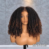 Natural Looking Brown Highlights Kinky Curly 7x5 Lace Wig with Kinky Edge