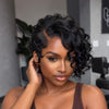Drama Asymmetrical Curly Pixie 13x6 Lace Wig with Side Swept Bangs