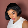 Medium-Length M-Shaped Bob Wig 13x4 Lace Natural Black 100% Human Hair