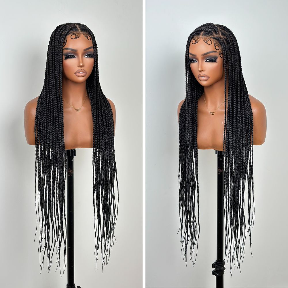 Full Lace Criss-Cross Long Box Braids Wig With Drawstring