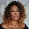 Glueless Ombre Brown Curly Human Hair Wig