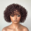 Put on & Go Brown Pixie Cut Curly Bob Wig 100% Human Hair