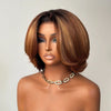 Brown & Honey Blonde Highlights Blowout Layered Bob 7x5 Lace Closure Wig