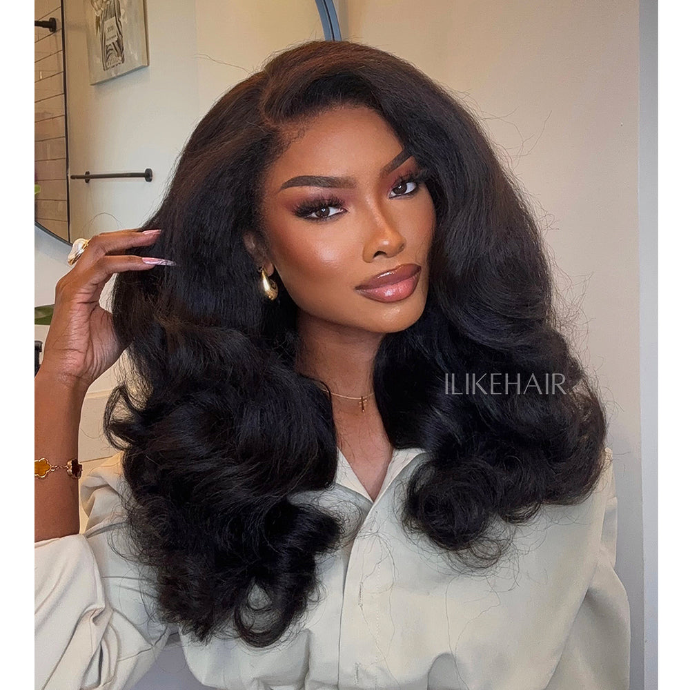 
            
                Load image into Gallery viewer, Side Part Wavy With Kinky Edges 13x4 Lace Front Wig
            
        