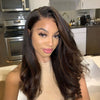 Brown Highlights Side Part Layered Cut Wavy Lace Wig