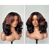 Brown Highlight Layered Wave Human Hair Wig