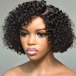 Wear & Go Short Curly Human Hair Pre-cut T Part Lace Bob Wig
