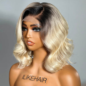 
            
                Load image into Gallery viewer, 613 Blonde Dark Root Body Wave Bob 5x5 Lace Closure Wig
            
        