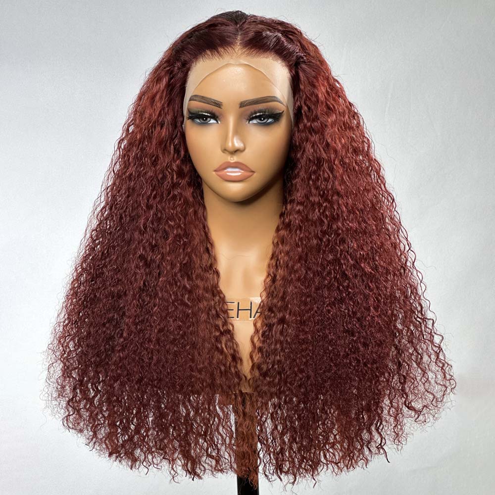 
            
                Load image into Gallery viewer, Reddish Brown Color Bohemian Curly 13x4 Lace Front Wig
            
        
