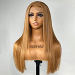 #27 Honey Blonde Colored Straight Human Hair 13x4 Lace Front Wig