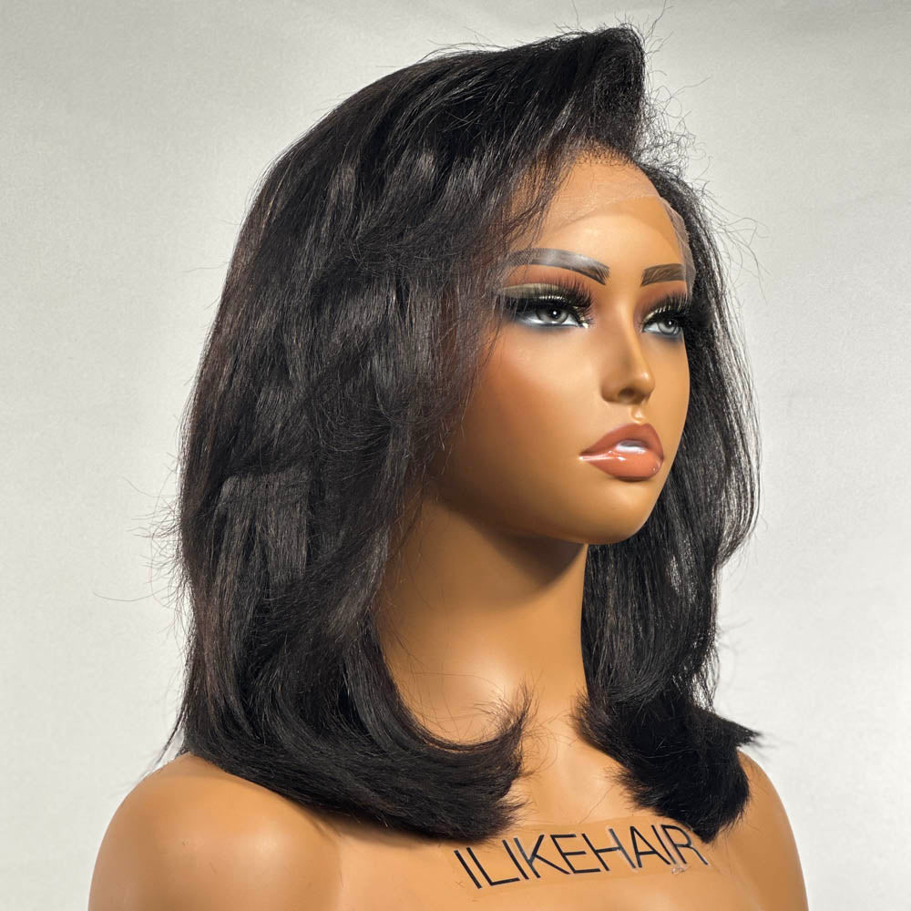 
            
                Load image into Gallery viewer, Layered Cut Bob Kinky Edges 13x4 Lace Front Wig
            
        