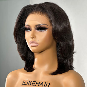 Layered Cut Bob Kinky Edges 13x4 Lace Front Wig
