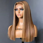 Brown / Blonde Highlight Straight Undetectable 5x5 Lace Closure Wig