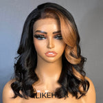 Side Part Blonde Streak Highlight Loose Wave 13x4 Frontal Lace Wig