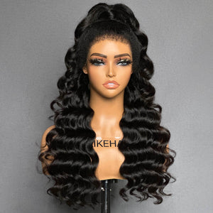 Half Up Loose Wave With Kinky Edges 13x4 HD Lace Frontal Wig