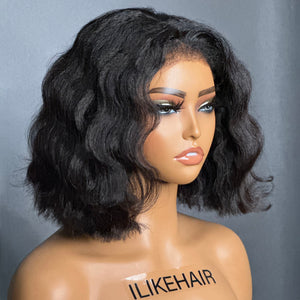 
            
                Load image into Gallery viewer, Short Wavy Kinky Edges Bob 5x5 Pre Cut HD Lace Wig
            
        