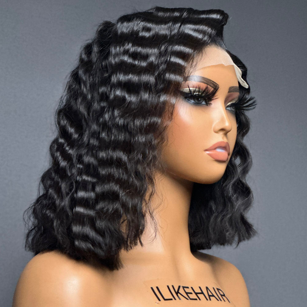 Deep Wave Asymmetrical Bob 5x5 Lace Closure Wig