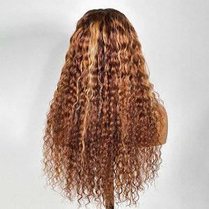 Wear & Go Brown Highlights Water Wave Pre Cut Lace Glueless Wig