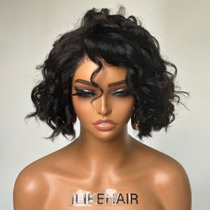 
            
                Load image into Gallery viewer, Goddess Vibe Short Natural Wave Bob Glueless 5x5 Lace Closure Wig
            
        