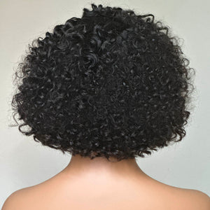 Wear & Go Short Curly Human Hair Pre-cut T Part Lace Bob Wig