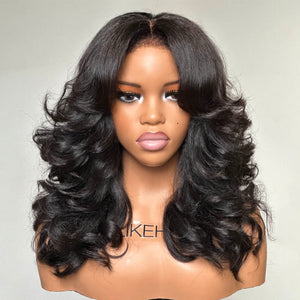 
            
                Load image into Gallery viewer, Wear &amp;amp; Go Layered Wavy With Kinky Edges Glueless HD Lace Wig
            
        