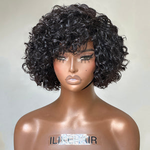 Wear & Go Pixie Cut Curly Bob Glueless Human Hair Wig