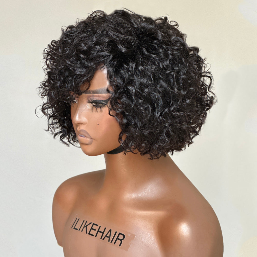 Wear & Go Pixie Cut Curly Bob Glueless Human Hair Wig