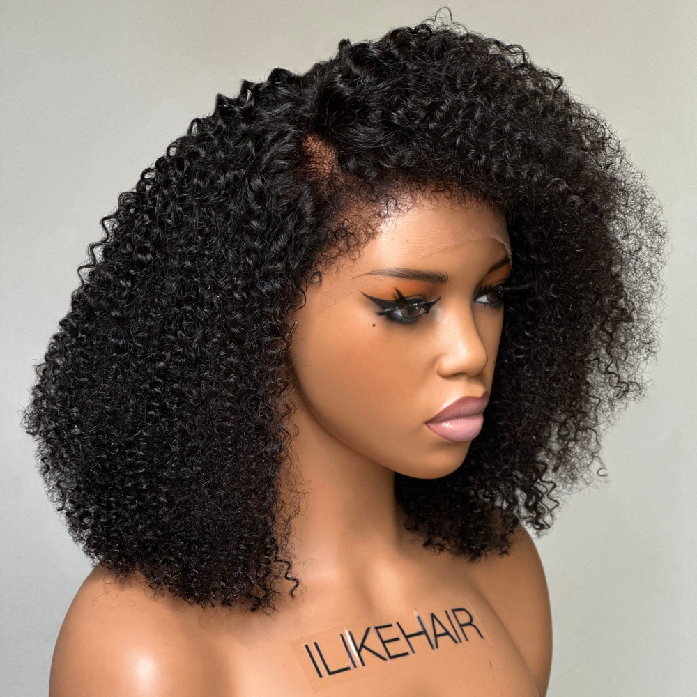 Afro Kinky Curly Bob With Hybrid Hairline 13x4 HD Lace Front Wig