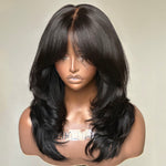 Put on & Go Layered Wavy Curtain Bangs Pre Cut Lace Closure Wig