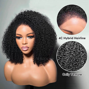 4c Hybrid Hairline Kinky Coily 13x4 HD Lace Frontal Wig