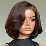 Dark Brown Short Layered Cut Bob 5x5 Lace Closure Wig