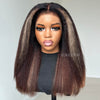 Blonde Highlight Kinky Straight With 4C Kinky Edges 13x4 HD Lace Front Wig