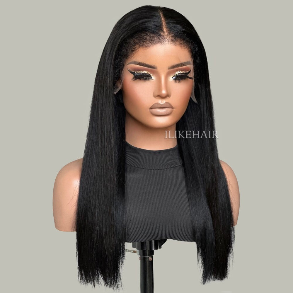 Silky Straight With Hybrid Hairline  HD Lace Ventilated Wig