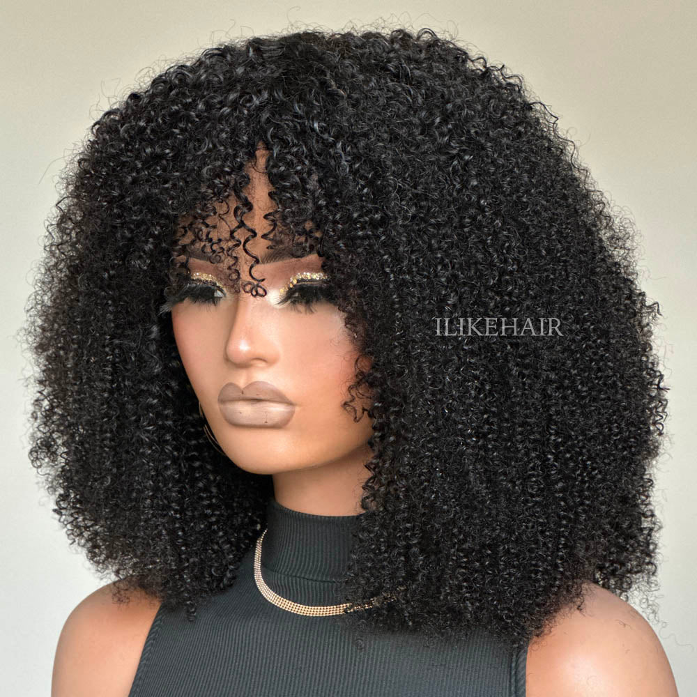 Minimalist Wear & Go Glueless Kinky Curly Wig With Bangs