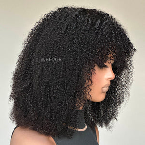 Minimalist Wear & Go Glueless Kinky Curly Wig With Bangs