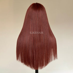 Put On & Go Reddish Brown Straight Glueless Wig With Bangs