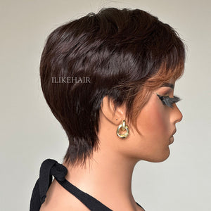 Put On & Go Short Pixie Cut With Blonde Fringe Glueless Wig