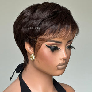 Put On & Go Short Pixie Cut With Blonde Fringe Glueless Wig