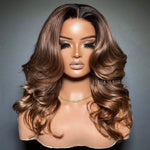 Ombre Dark Blonde Layered Wavy Lace Wig