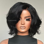 Natural Black Layered Fluffy Bob 5x5 Lace Closure Wig