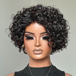 Dark Salt & Pepper Rose Curly Bob Glueless Human Hair Wig