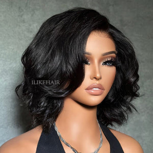 Put on & Go Side Part Layered Fluffy Bob Lace Closure Wig