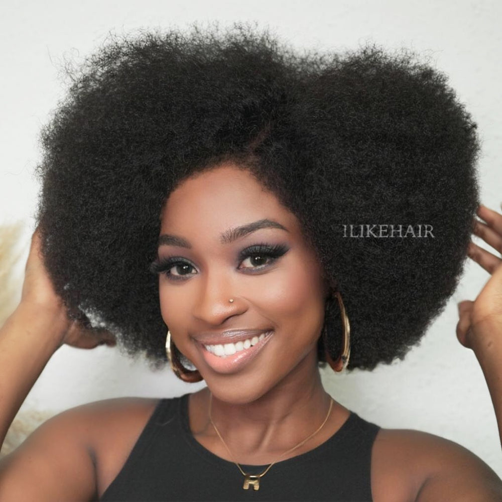 Afro Kinky Curly With Kinky Edges HD 13x4 Lace Front Bob Wig