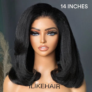 Trendy Layered Blowout Kinky Straight HD Lace Front Kinky Edges Wig