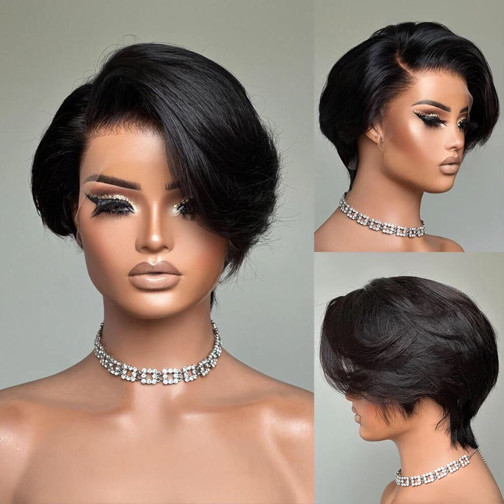 Boss Lady Side Part Layered Pixie Cuts 13x4 Frontal Lace Wig