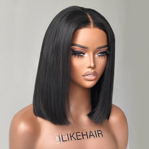 Put on & Go Short Cut Silky Straight Bob 5x5 Lace Closure Wig