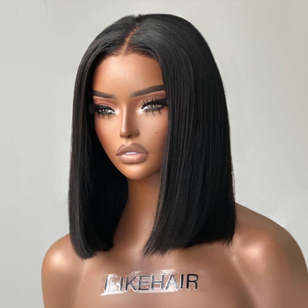 Put on & Go Short Cut Silky Straight Bob 5x5 Lace Closure Wig