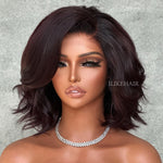 Reddish Brown Layered Fluffy Bob 5x5 Lace Closure Wig