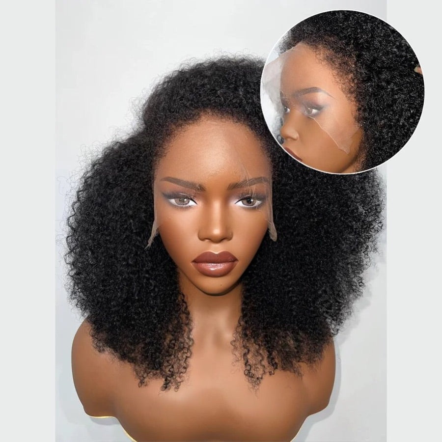 Kinky Edges Hybrid Hairline 4c Hairline HD Lace Frontal Afro Coily Wig