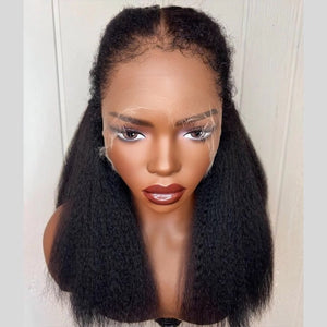 Hybrid Hairline With Kinky Straight 13x4 HD Lace Front Ventilated Wig